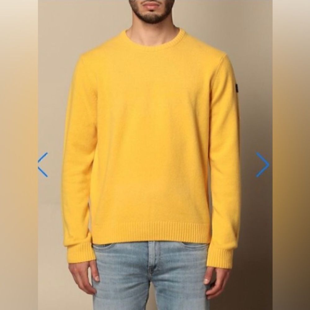 Paul & Shark Yachting Yellow 100% Lana Virgin Wool NWOT Size Large
